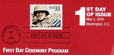 souvenir program from the first day dedication ceremony for the Audie Murphy Commemorative Stamp. Images provided by Betty Tate. Click image for a PDF version of the entire program.