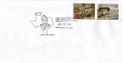 June 22, 2001 Audie Murphy Stamp Cancellation Mark.