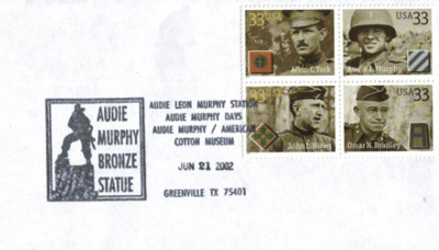 June 21, 2002 Audie Murphy Stamp Cancellation Mark.