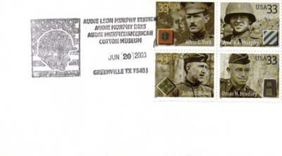 June 20, 2003 Audie Murphy Stamp Cancellation Mark.