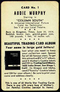 1953 Mother's Cookies card. Image provided by Troy Kirk.