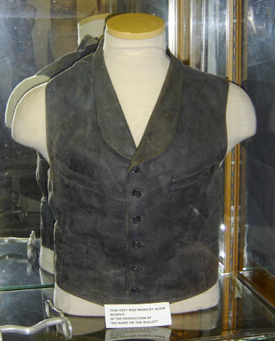 A leather vest worn by Audie Murphy in one of his western movies.