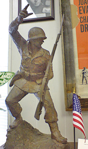Audie Murphy sculpture, Charles J. Rike Memorial Library, Farmersville, Texas.