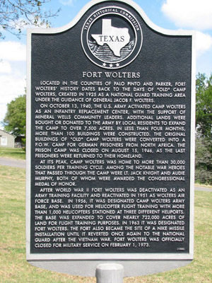 Texas Historical marker of Fort Wolter in Parker County near Mineral Wells, Texas. Photo source: http://www.waymarking.com