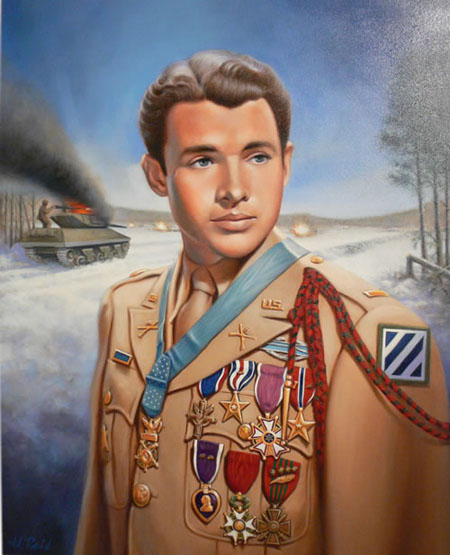 Oil portrait of Audie Murphy at the National Infantry Museum, Fort Benning, Georgia.