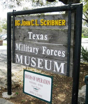 Front entrance sign, Texas Forces Museum. Photographer: Jim Schmidt. Photo Source: 