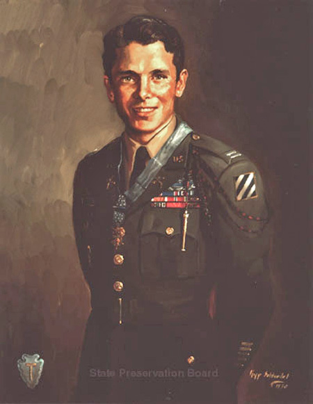 Kipp Soldwedel painting of Audie Murphy. Photo Source: Texas State Preservation Board. Photo used with written permission.