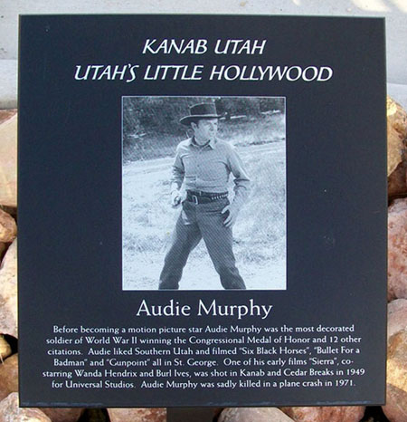 Audie Murphy's Walk of Fame marker, Kanab, Nevada.