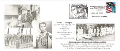 June 16, 2006 Audie Murphy Stamp Cancellation Mark.