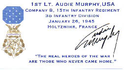 Medal of Honor Recipient Card for Audie Murphy.