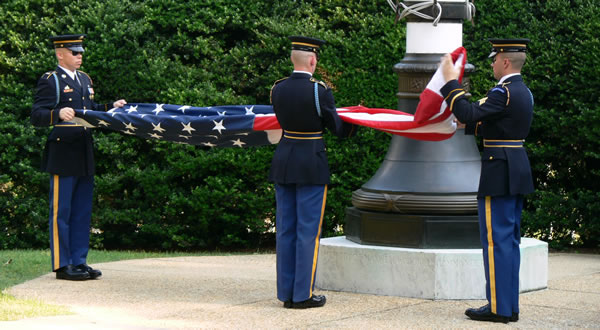 Flag detail retiring colors close to Audie's Grave.