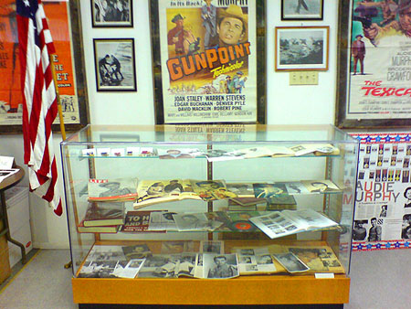 Audie Murphy display, Charles J. Rike Memorial Library, Farmersville, Texas.