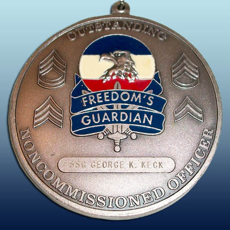 FORSCOM Sergeant Audie Murphy Neck Medallion. Rear view. Image provided by George Keck.